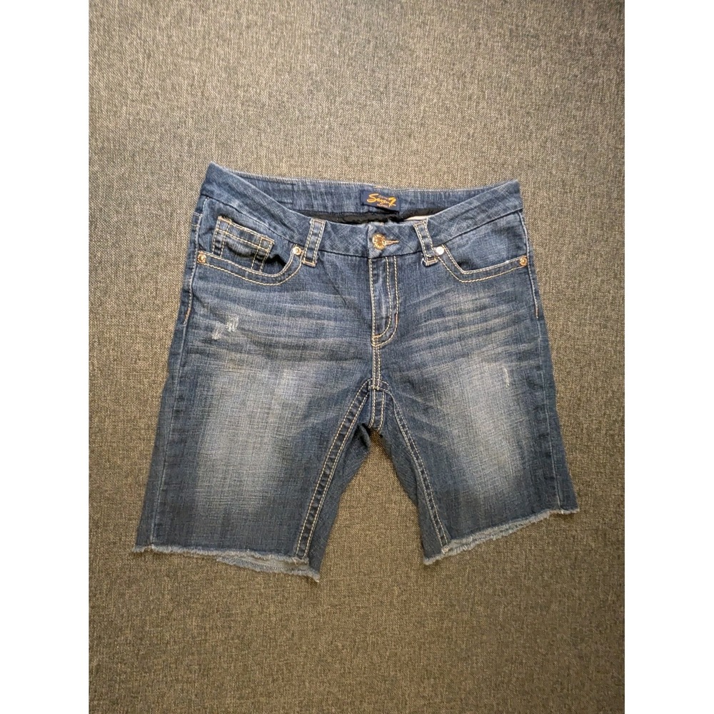 Seven 7 Jean Shorts Women's Size 14 Cut Off Denim Blue Stretch shorts Gopecore